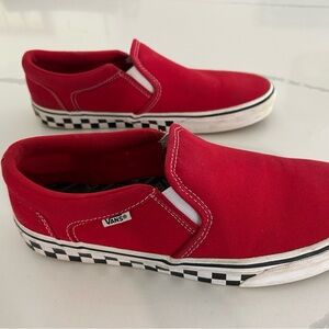Vans Red Checkerboard Slip-On Sneakers
